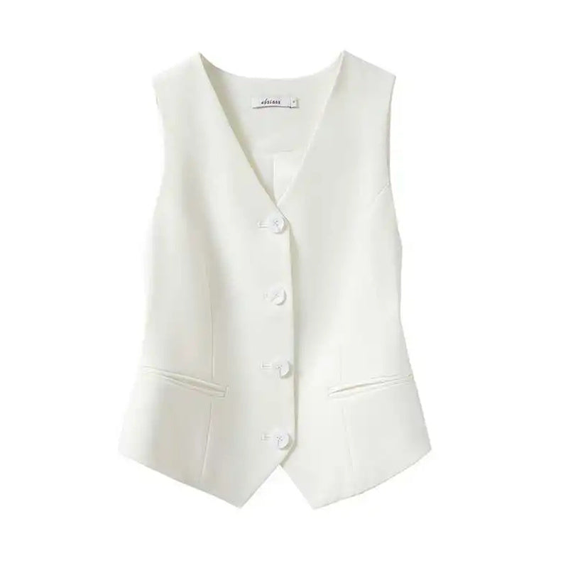 Slim Fitting Collarless Short Vest Blouses - Tophatter Daily Deals