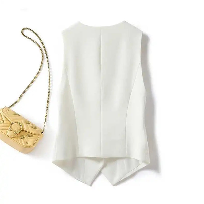 Slim Fitting Collarless Short Vest Blouses - Tophatter Daily Deals