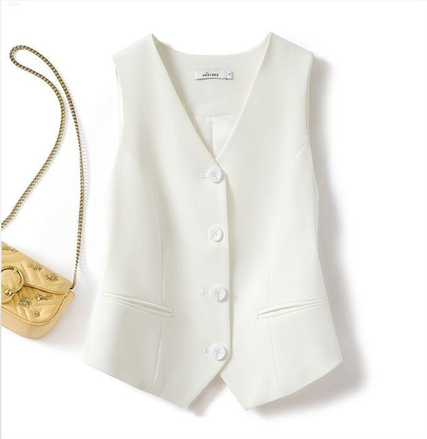 Slim Fitting Collarless Short Vest Blouses - Tophatter Daily Deals