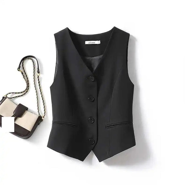 Slim Fitting Collarless Short Vest Blouses - Tophatter Daily Deals