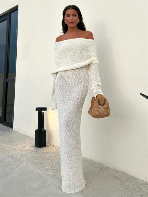 Slim Knitted Sexy See Through Dresses Solid Color Dresses - Tophatter Daily Deals