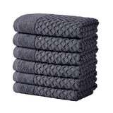 Cotton Diamond Waffle Weave Bath Towel Set - Grayson Collection Hand Towel (Pack of 6) Stone Blue Bath - Tophatter Daily Deals