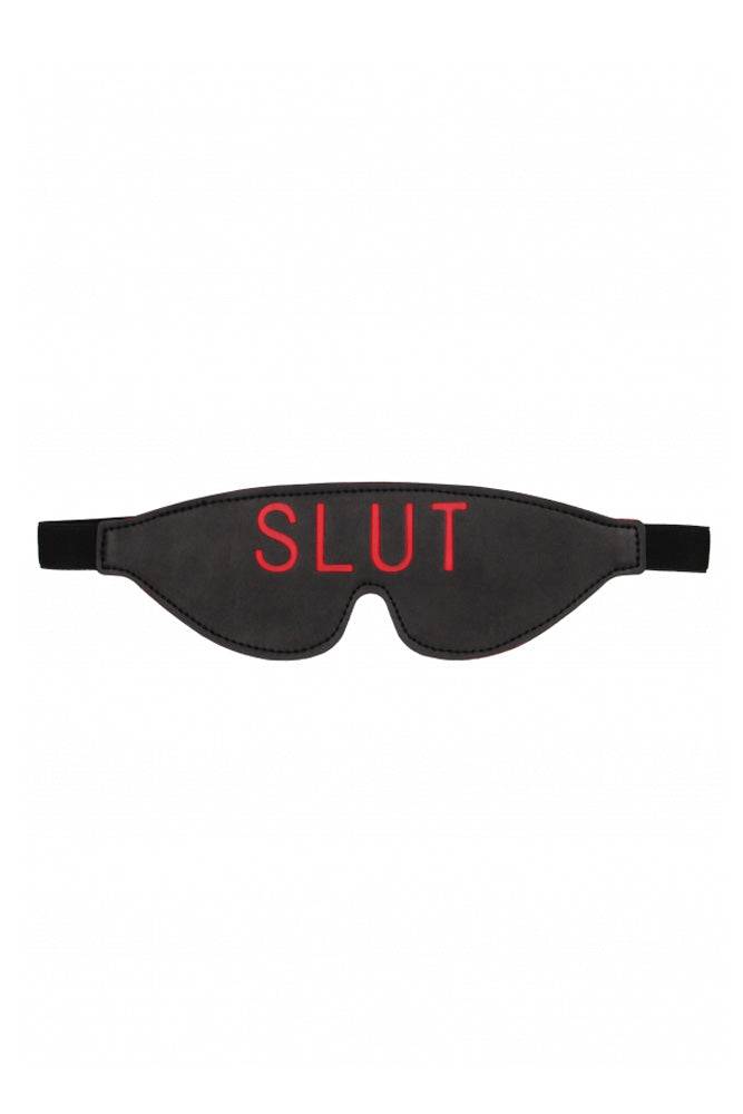 Ouch by Shots Toys - SLUT Blindfold - Black/Red BDSM - Tophatter Daily Deals