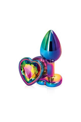 NS Novelties - Rear Assets - Aluminum Heart Butt Plug - Multicolour/Rainbow - 2.75 Inch Sex Toy - Tophatter Daily Deals