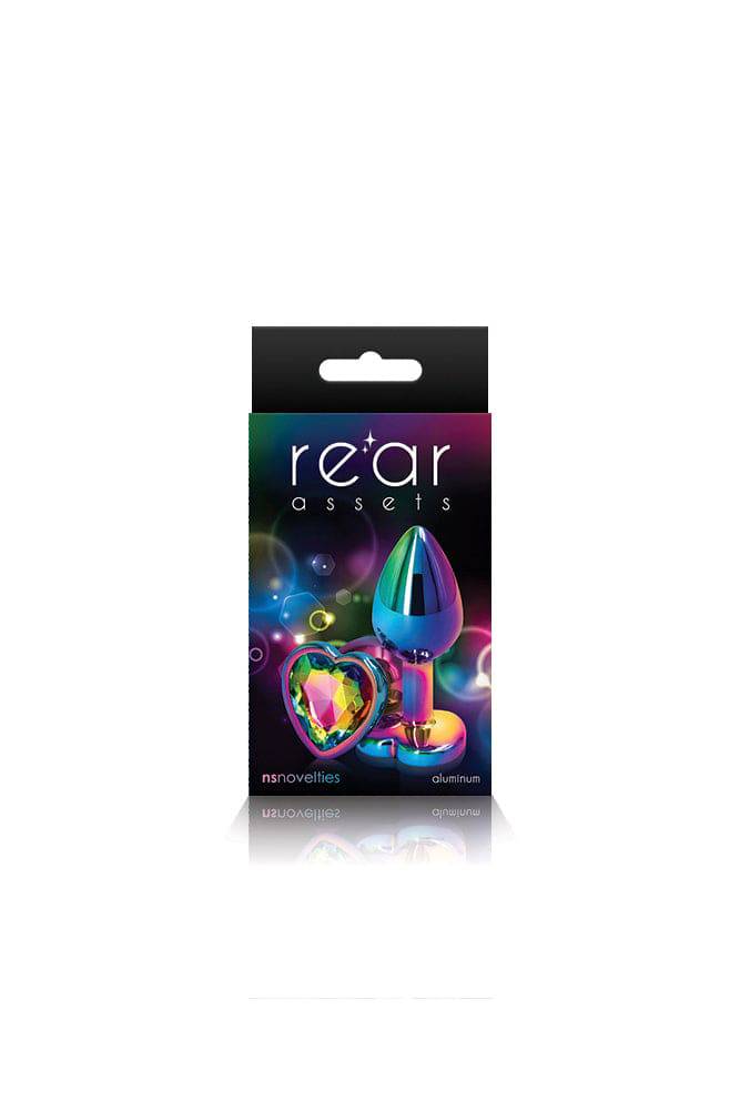 NS Novelties - Rear Assets - Aluminum Heart Butt Plug - Multicolour/Rainbow - 2.75 Inch Sex Toy - Tophatter Daily Deals