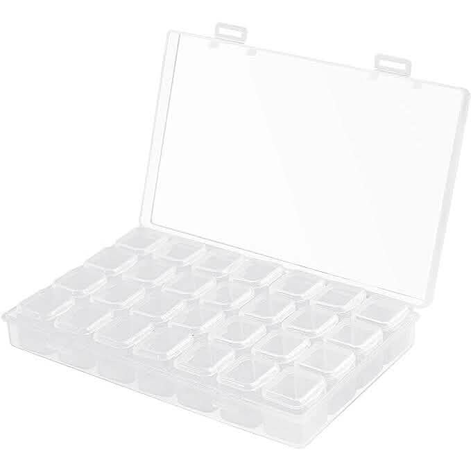 Small 28 Grids Diamond Box Clear Plastic Jewelry Craft Storage Container Storage & Organization - Tophatter Daily Deals