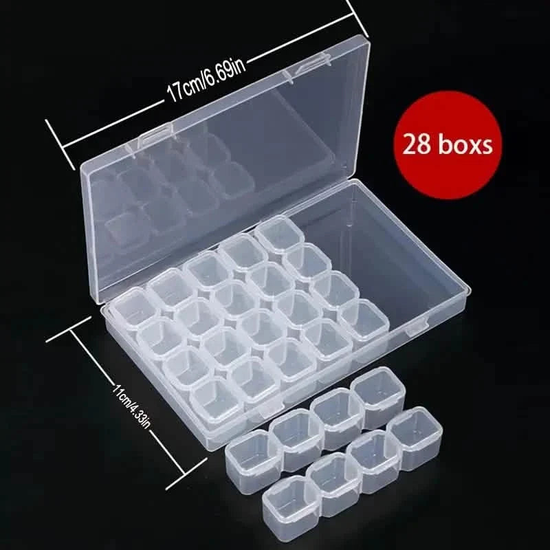 Small 28 Grids Diamond Box Clear Plastic Jewelry Craft Storage Container Storage & Organization - Tophatter Daily Deals