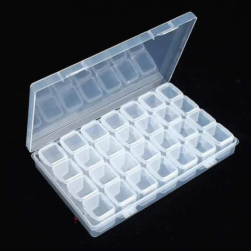 Small 28 Grids Diamond Box Clear Plastic Jewelry Craft Storage Container Storage & Organization - Tophatter Daily Deals