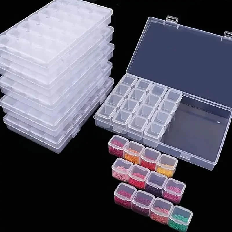 Small 28 Grids Diamond Box Clear Plastic Jewelry Craft Storage Container Storage & Organization - Tophatter Daily Deals