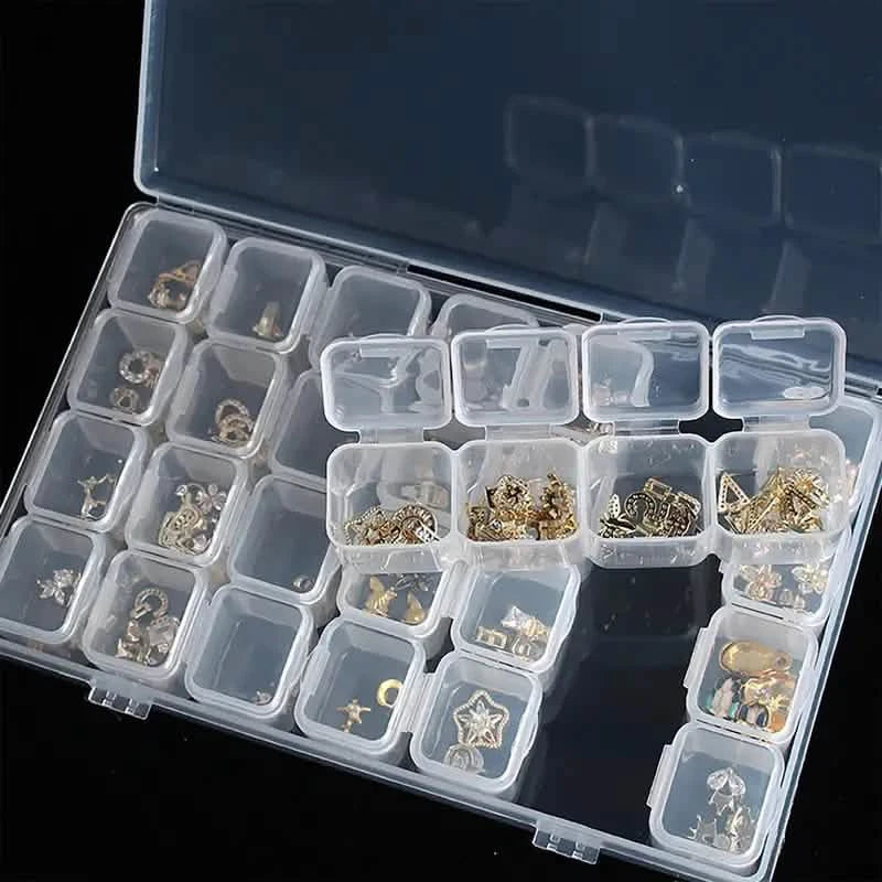 Small 28 Grids Diamond Box Clear Plastic Jewelry Craft Storage Container Storage & Organization - Tophatter Daily Deals
