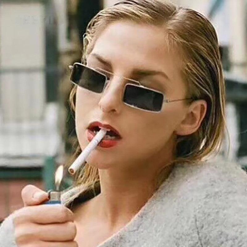 Small Square Sunglasses Vintage Shades Black Red Metal Frame Sunglasses - Tophatter Daily Deals