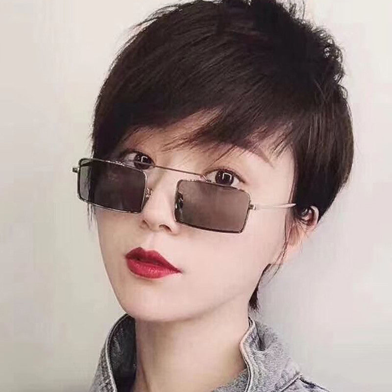 Small Square Sunglasses Vintage Shades Black Red Metal Frame Sunglasses - Tophatter Daily Deals