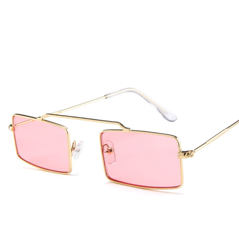 Small Square Sunglasses Vintage Shades Black Red Metal Frame Sunglasses - Tophatter Daily Deals