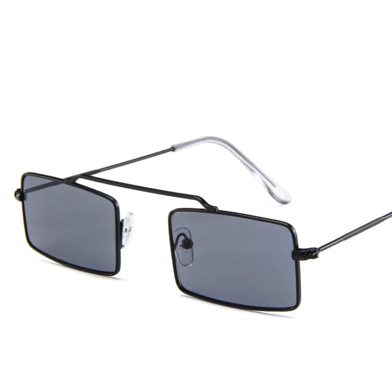 Small Square Sunglasses Vintage Shades Black Red Metal Frame Black Gray Sunglasses - Tophatter Daily Deals
