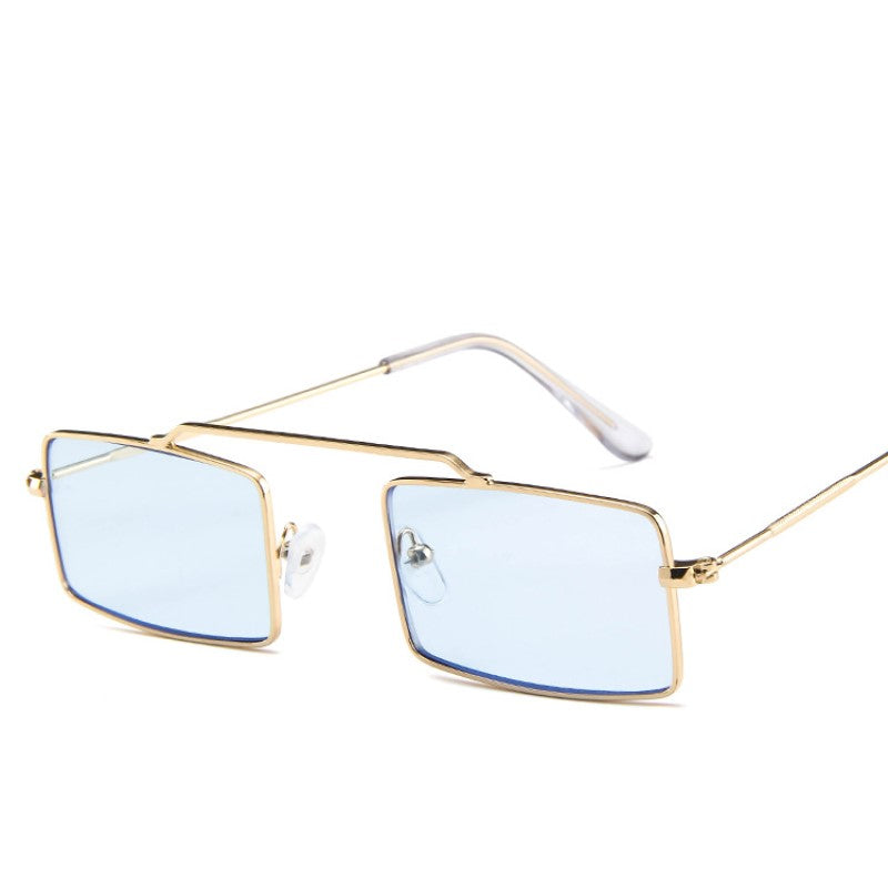 Small Square Sunglasses Vintage Shades Black Red Metal Frame Gold Blue Sunglasses - Tophatter Daily Deals