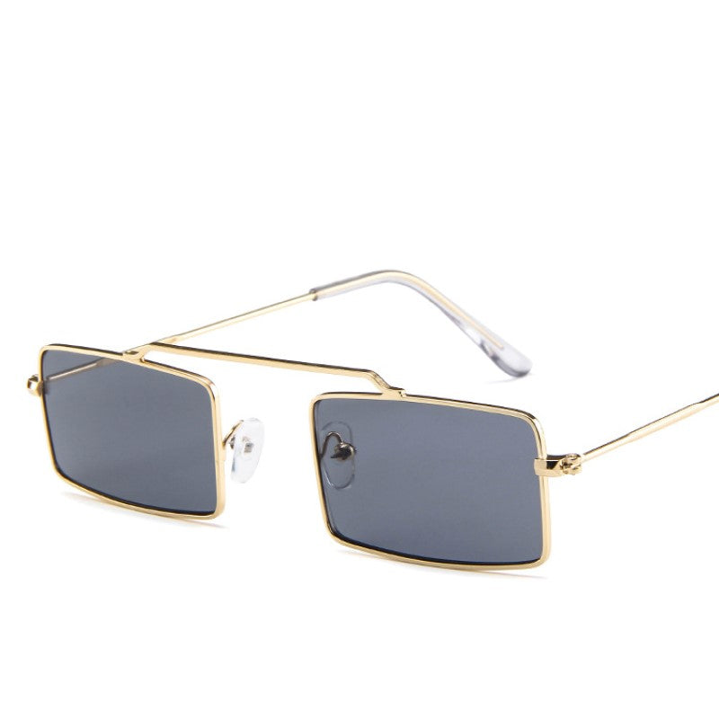 Small Square Sunglasses Vintage Shades Black Red Metal Frame Gold Gray Sunglasses - Tophatter Daily Deals