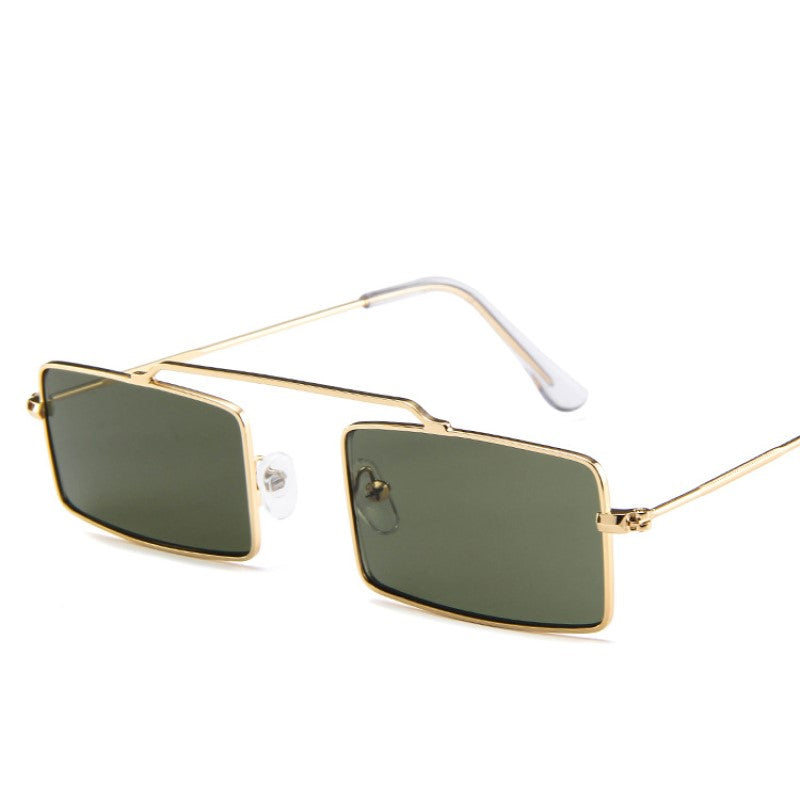 Small Square Sunglasses Vintage Shades Black Red Metal Frame Gold Green Sunglasses - Tophatter Daily Deals