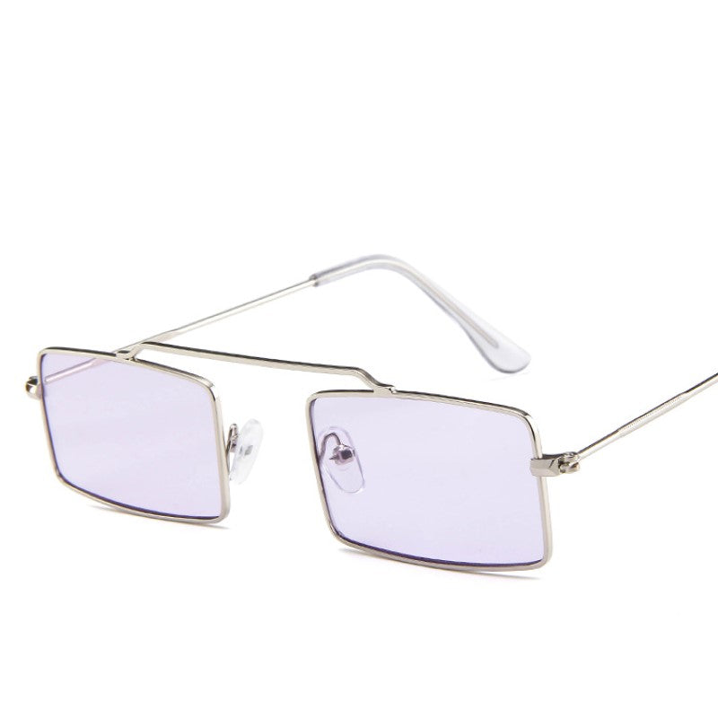 Small Square Sunglasses Vintage Shades Black Red Metal Frame Silver Purple Sunglasses - Tophatter Daily Deals