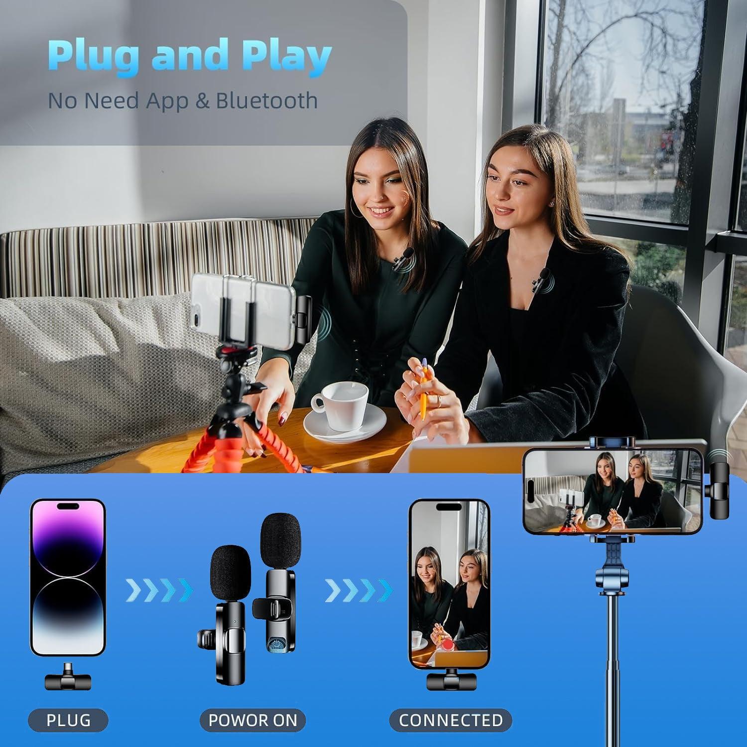 Wireless Mini Microphone - Lavalier Microphone Mic Phone For iPhone Type C Recording Vlog Accessories - Tophatter Daily Deals