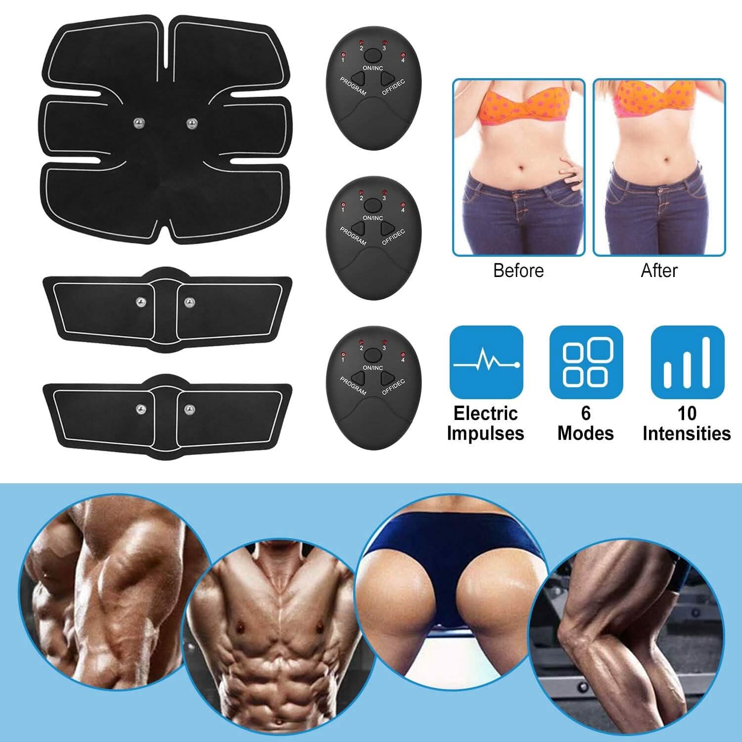 Smart Abs Stimulator Muscle Toning Belt Trainer Fitness & Exercise - Tophatter Daily Deals
