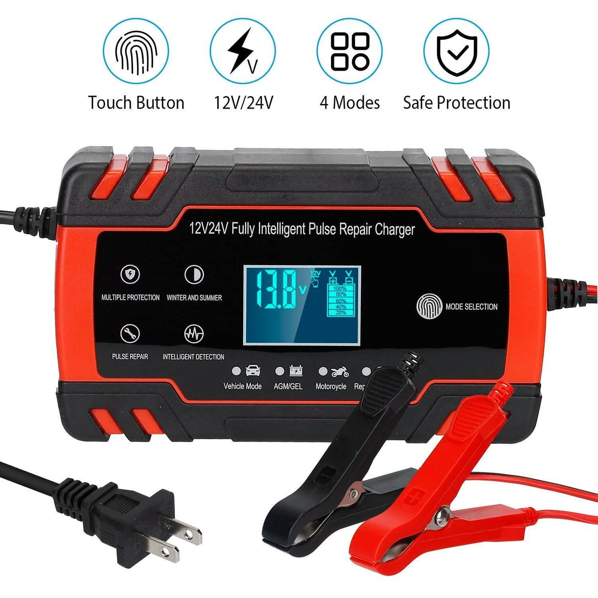 Smart Automatic Battery Charger with LCD Display Automotive - Tophatter Daily Deals