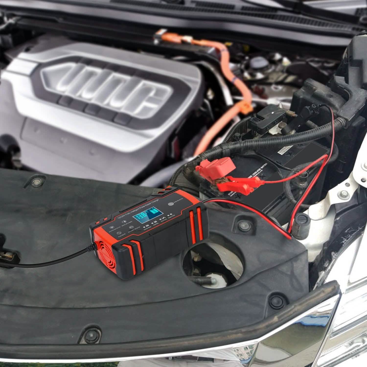 Smart Automatic Battery Charger with LCD Display Automotive - Tophatter Daily Deals