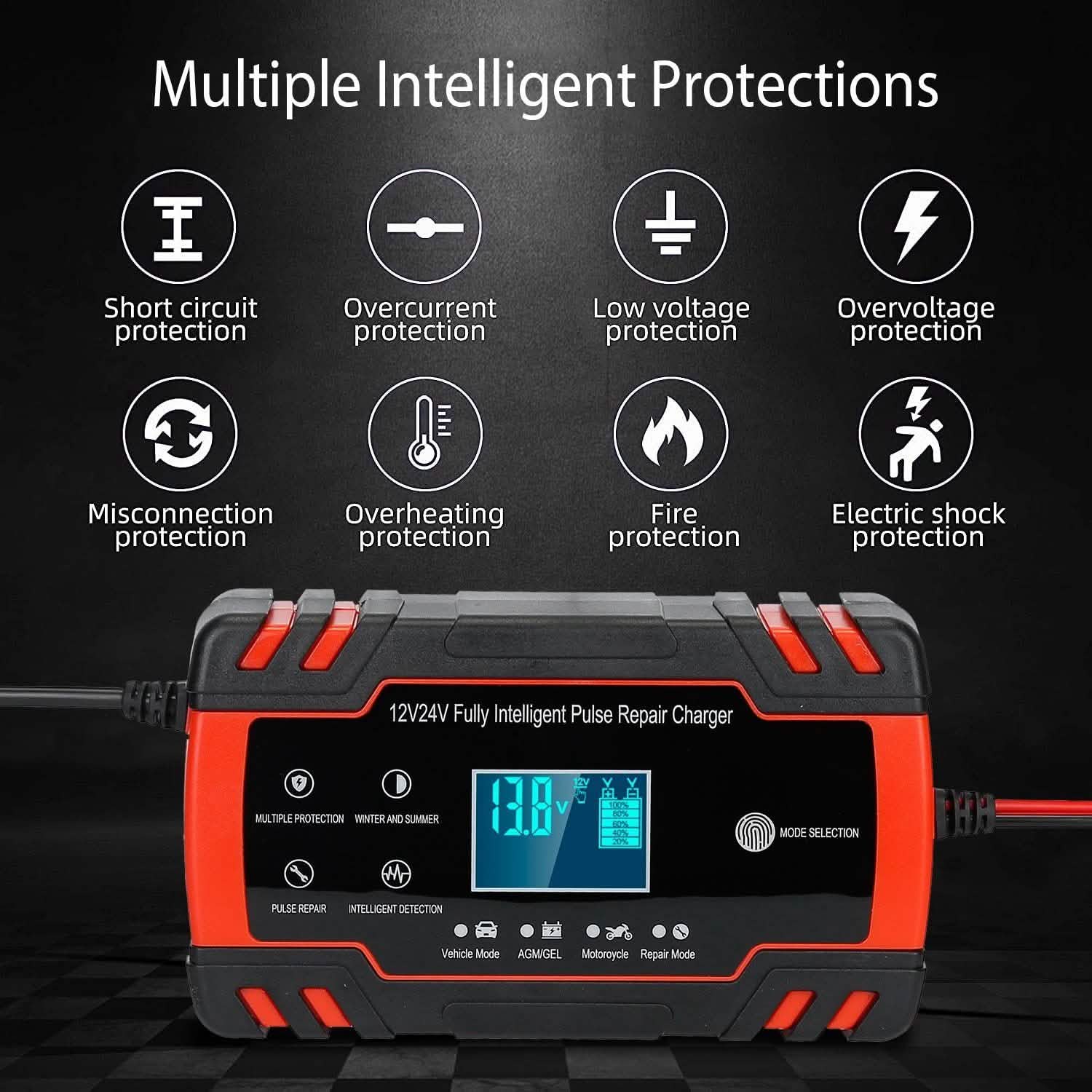 Smart Automatic Battery Charger with LCD Display Automotive - Tophatter Daily Deals