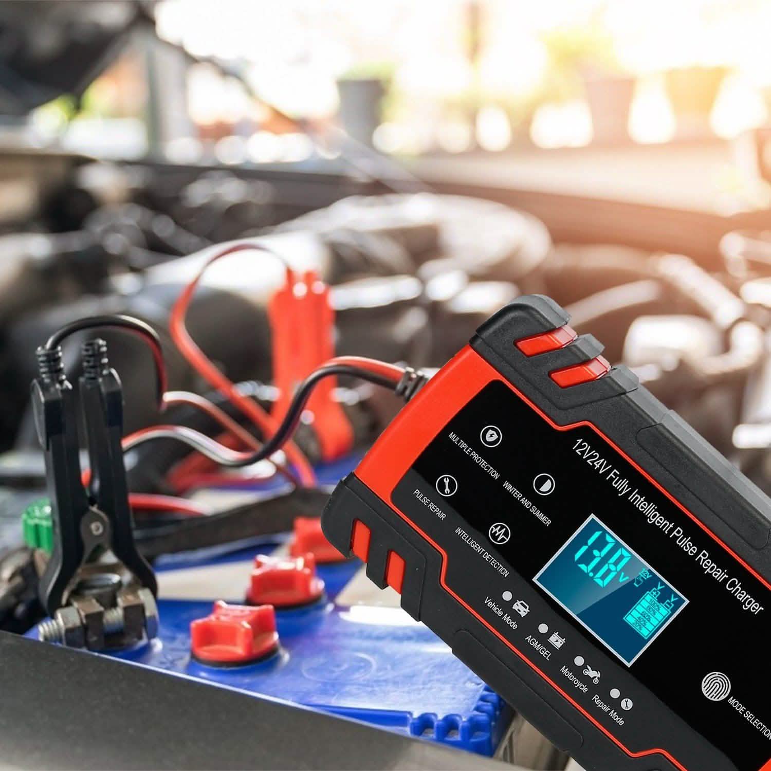 Smart Automatic Battery Charger with LCD Display Automotive - Tophatter Daily Deals