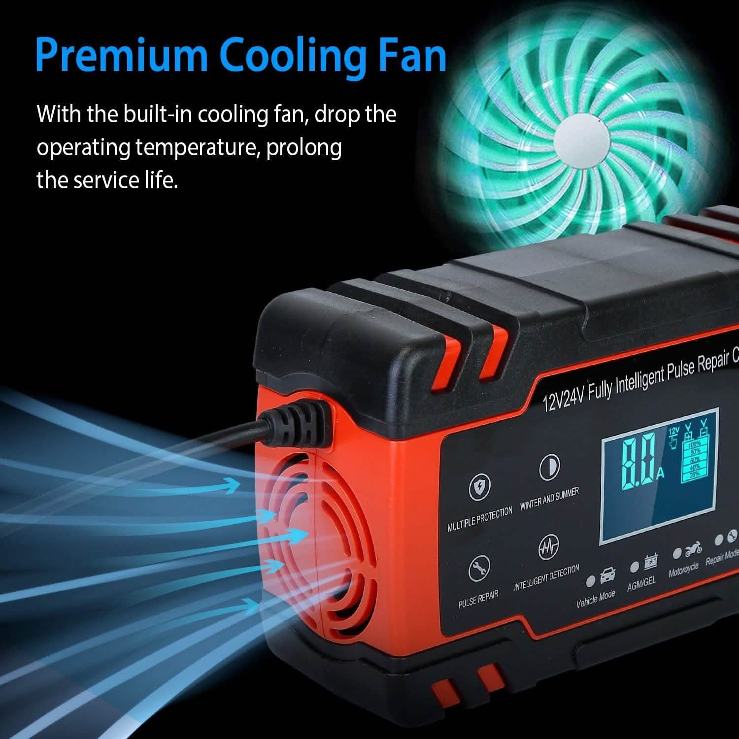 Smart Automatic Battery Charger with LCD Display Automotive - Tophatter Daily Deals
