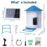Smart Bird Feeder with Solar Powered Camera 1080P HD AI Identify PIR Pet Supplies - Tophatter Daily Deals