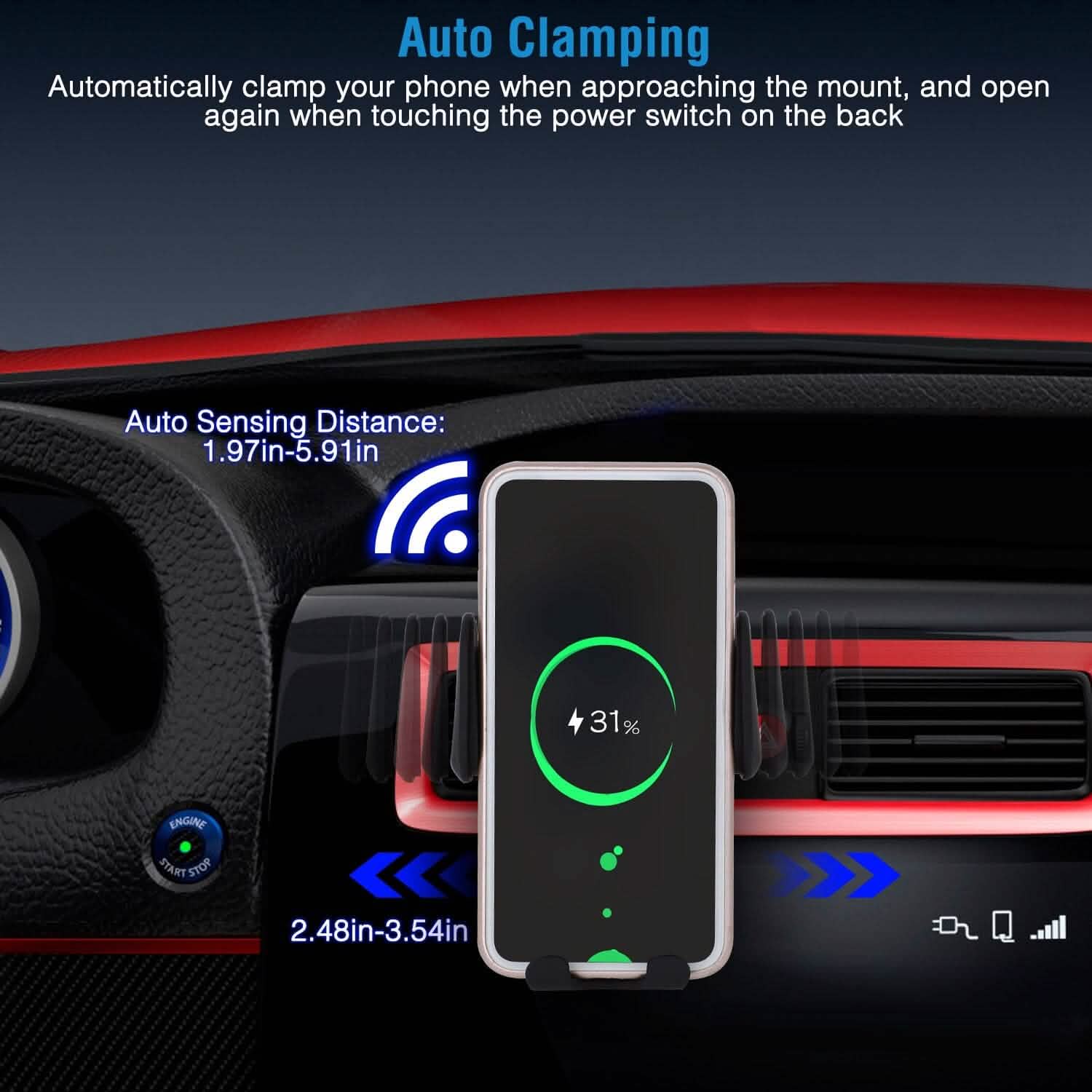 Smart Car Wireless Charger Auto Sensing Phone Holder 10W Qi Fast Charging Air Vent Automotive - Tophatter Daily Deals