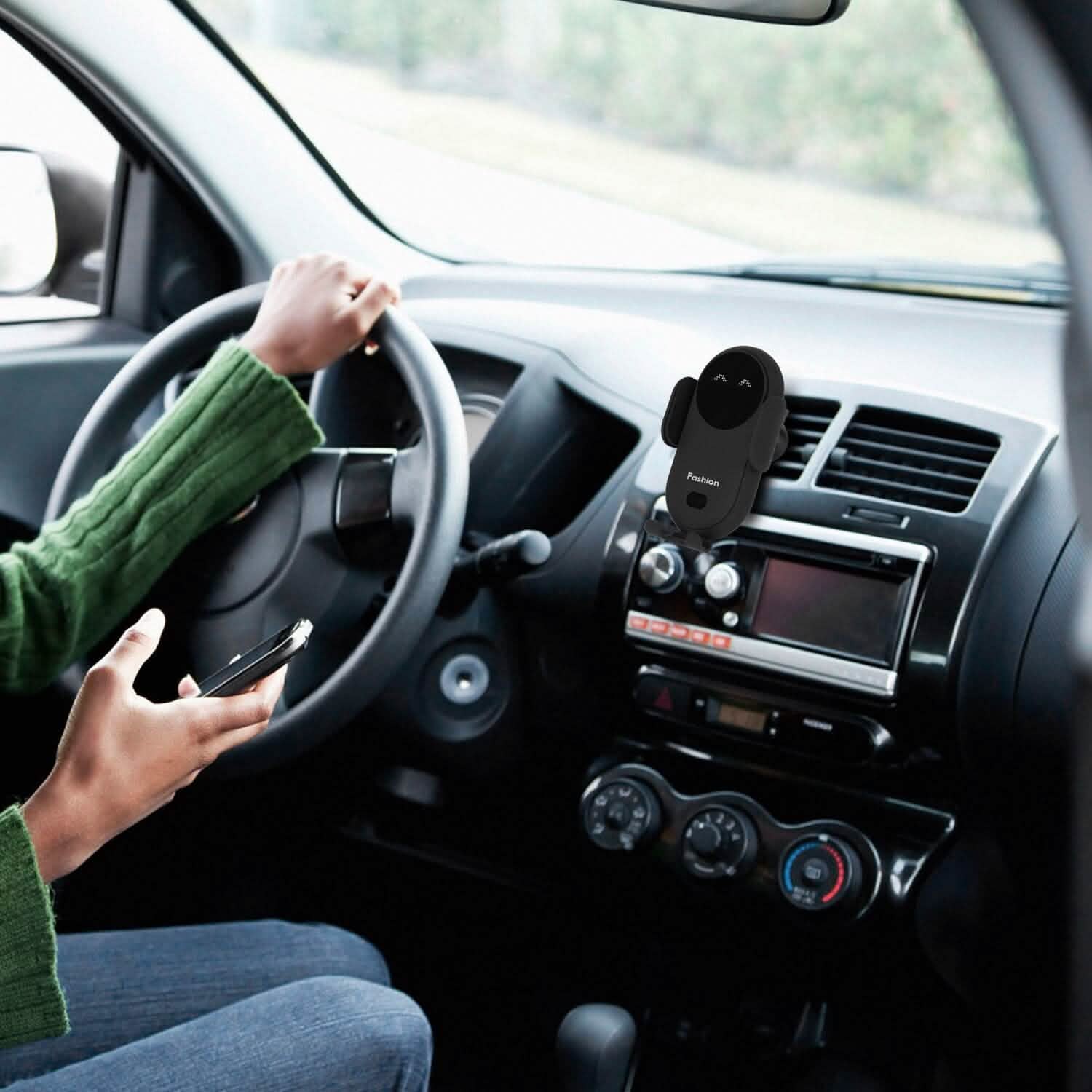 Smart Car Wireless Charger Auto Sensing Phone Holder 10W Qi Fast Charging Air Vent Automotive - Tophatter Daily Deals