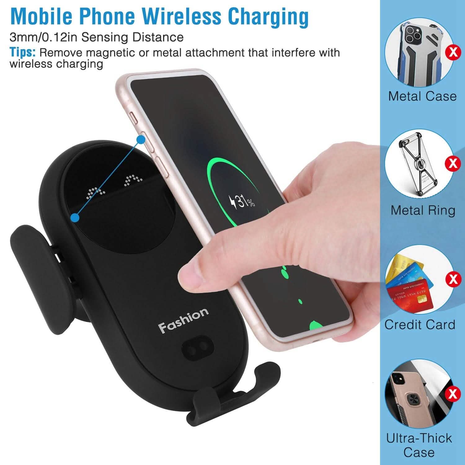 Smart Car Wireless Charger Auto Sensing Phone Holder 10W Qi Fast Charging Air Vent Automotive - Tophatter Daily Deals