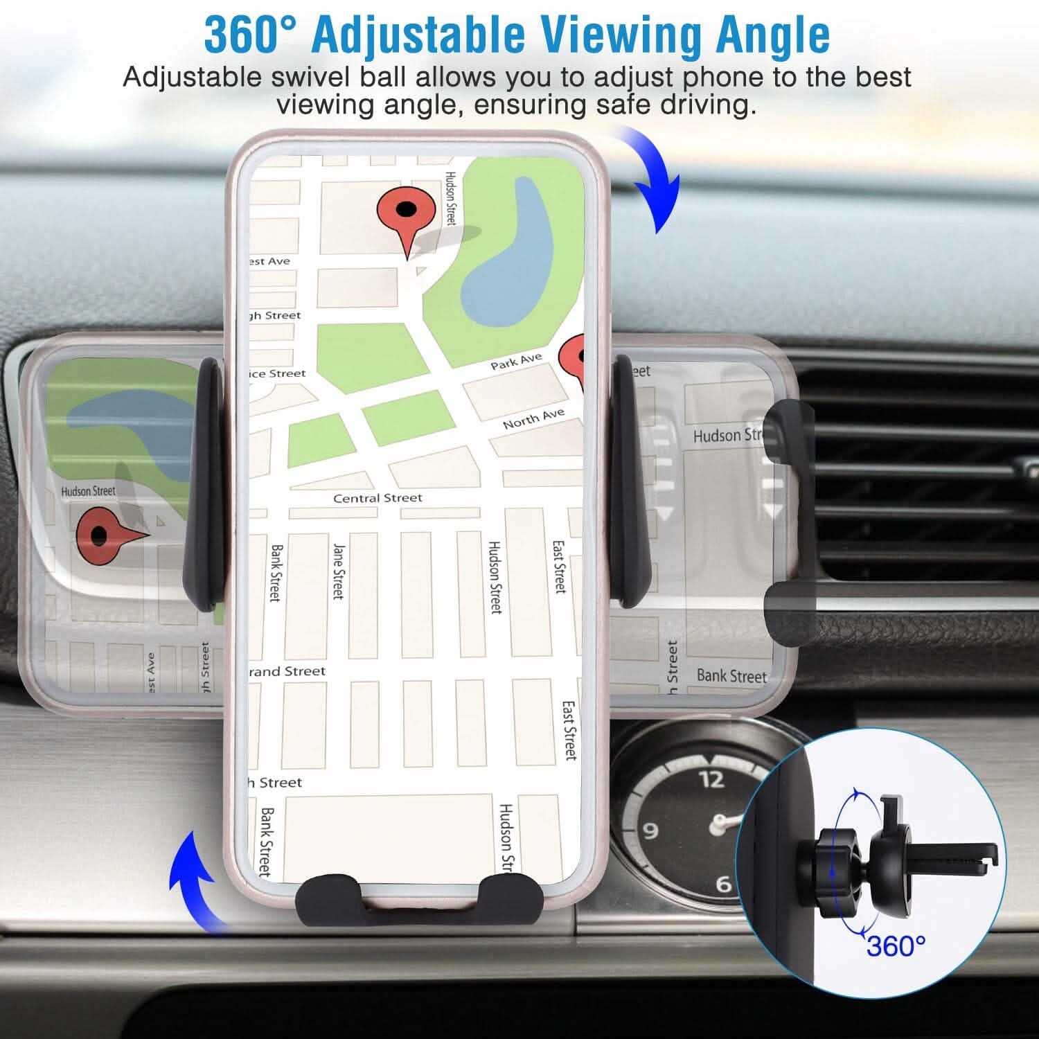 Smart Car Wireless Charger Auto Sensing Phone Holder 10W Qi Fast Charging Air Vent Automotive - Tophatter Daily Deals