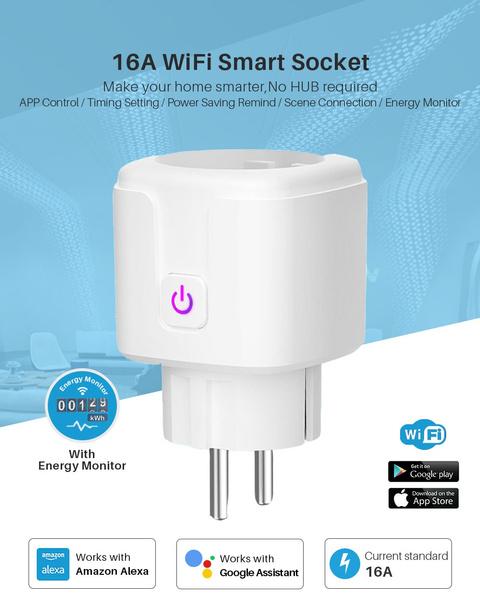 Smart Plug WiFi Socket Power Monitor Timing Function Tuya SmartLife APP Control Works With Alexa Google Assistant WiFi Socket - Tophatter Daily Deals