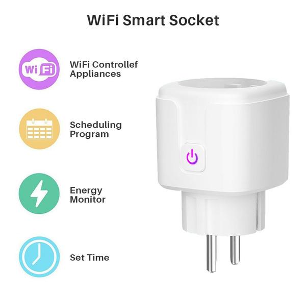 Smart Plug WiFi Socket Power Monitor Timing Function Tuya SmartLife APP Control Works With Alexa Google Assistant WiFi Socket - Tophatter Daily Deals