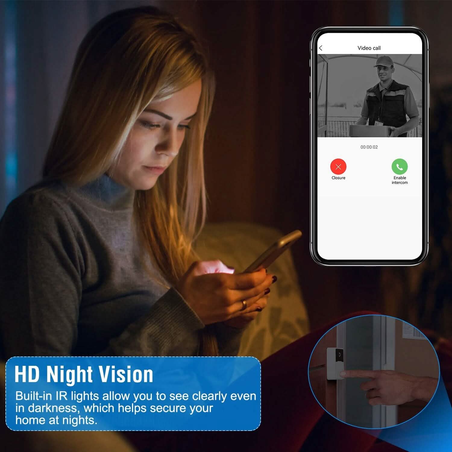 Smart Wireless Wi-Fi Video Security Doorbell Smart Home & Security - Tophatter Daily Deals