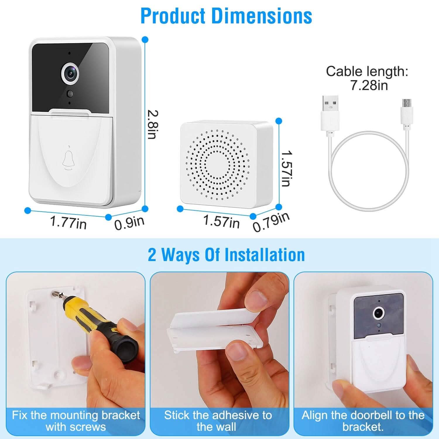Smart Wireless Wi-Fi Video Security Doorbell Smart Home & Security - Tophatter Daily Deals