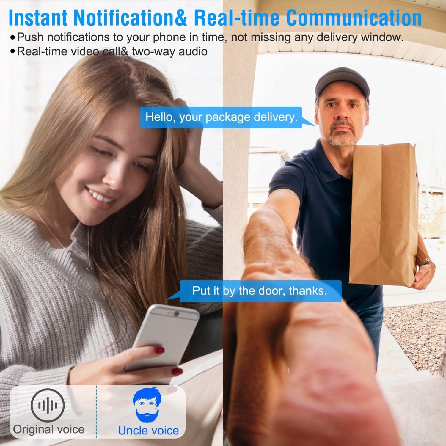 Smart Wireless Wi-Fi Video Security Doorbell Smart Home & Security - Tophatter Daily Deals