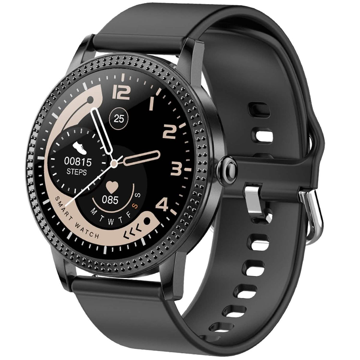 Smartwatch Fitness Tracker 1.08" Touch Screen Black Fitness & Exercise - Tophatter Daily Deals