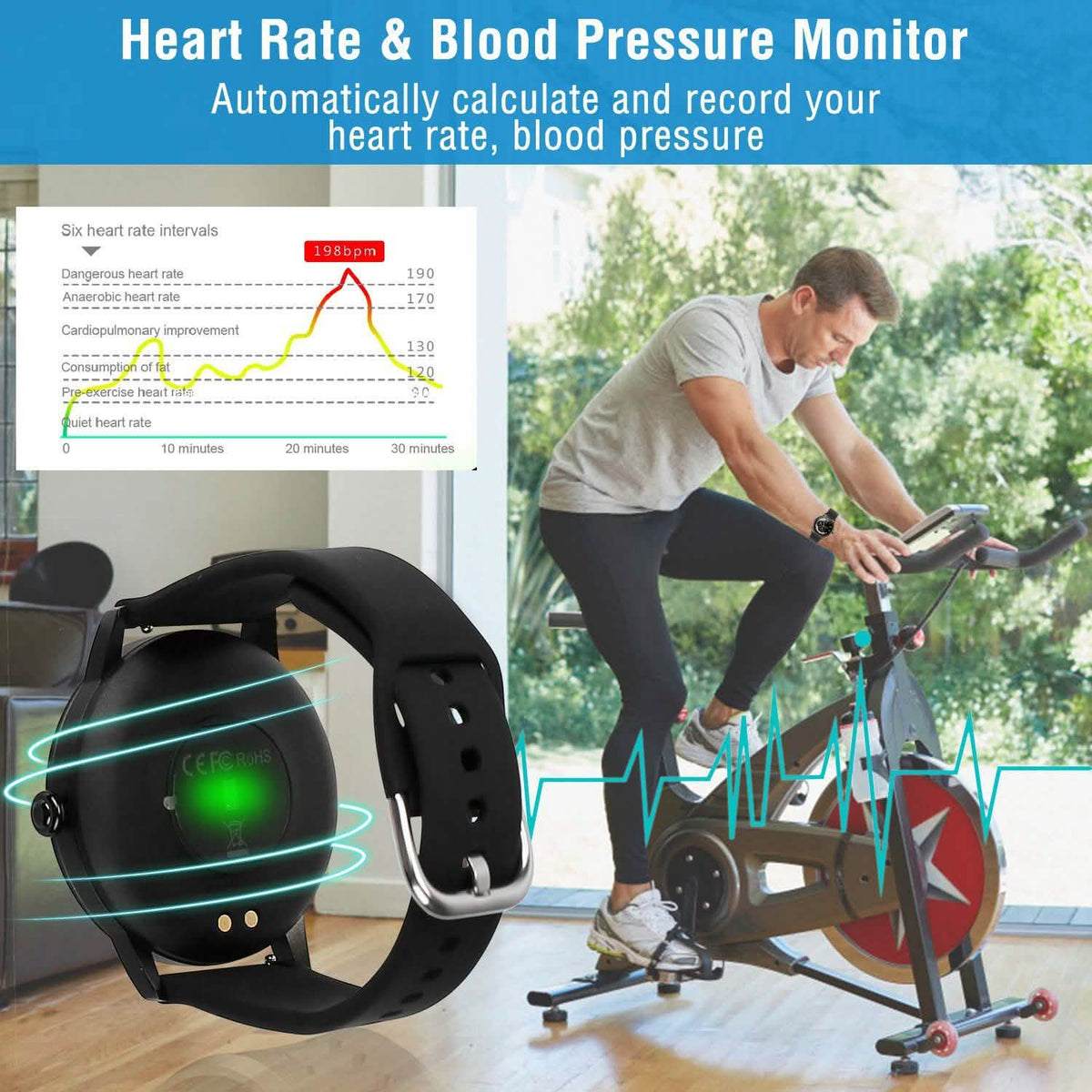Smartwatch Fitness Tracker 1.08" Touch Screen Fitness & Exercise - Tophatter Daily Deals