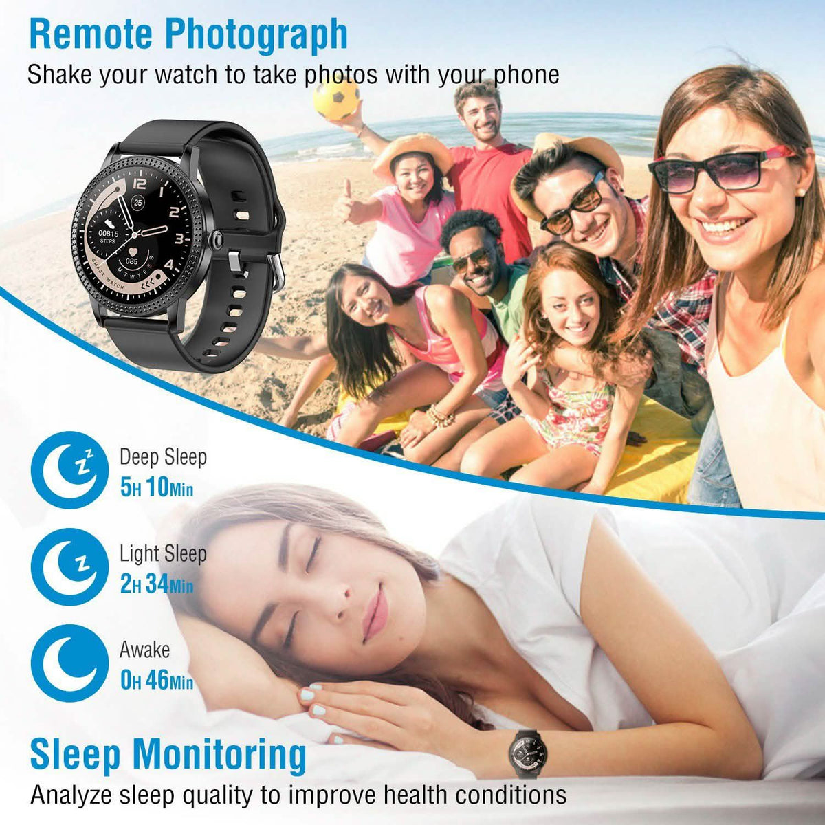 Smartwatch Fitness Tracker 1.08" Touch Screen Fitness & Exercise - Tophatter Daily Deals