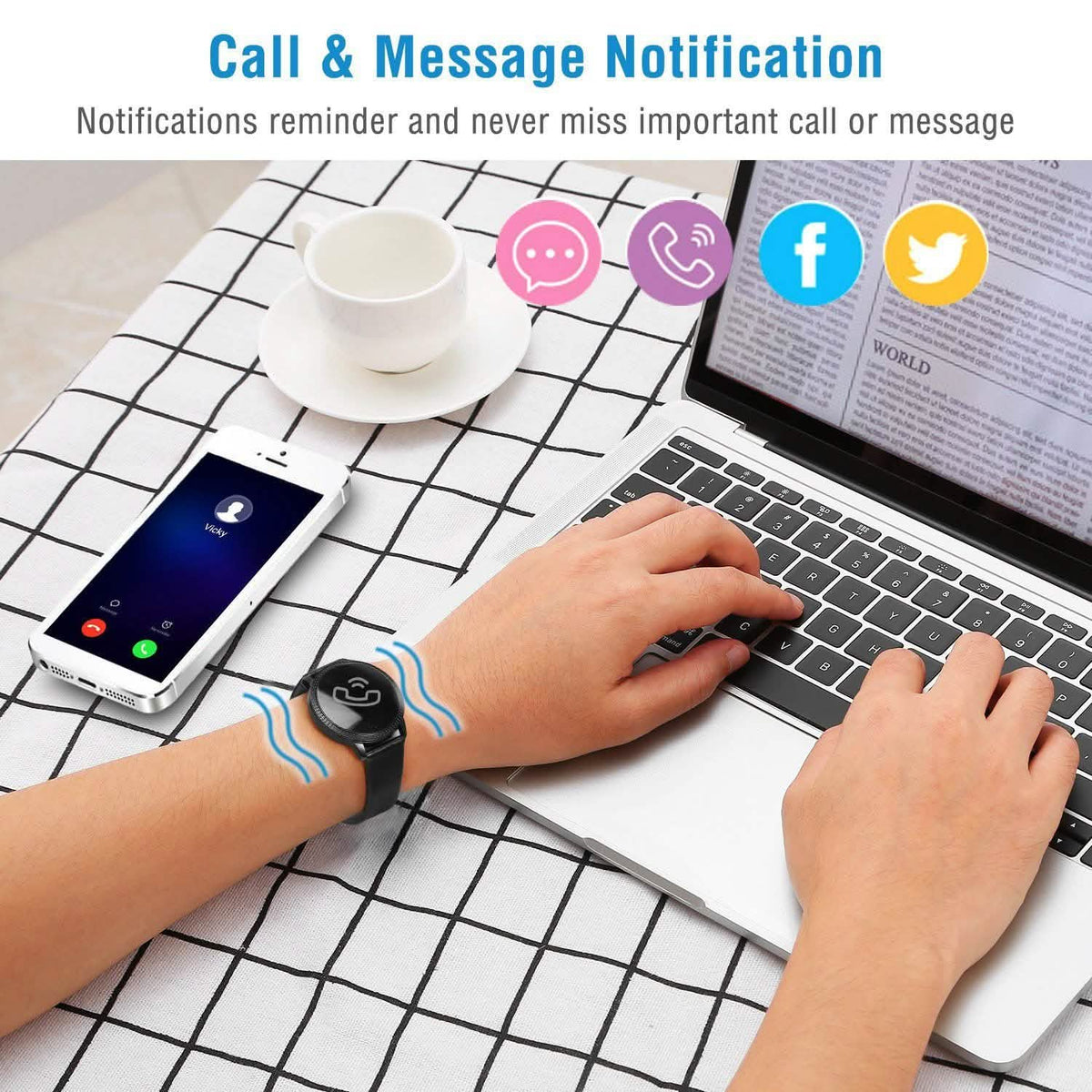 Smartwatch Fitness Tracker 1.08" Touch Screen Fitness & Exercise - Tophatter Daily Deals