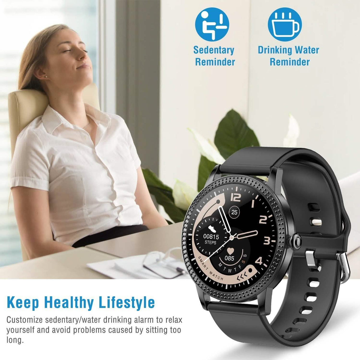 Smartwatch Fitness Tracker 1.08" Touch Screen Fitness & Exercise - Tophatter Daily Deals