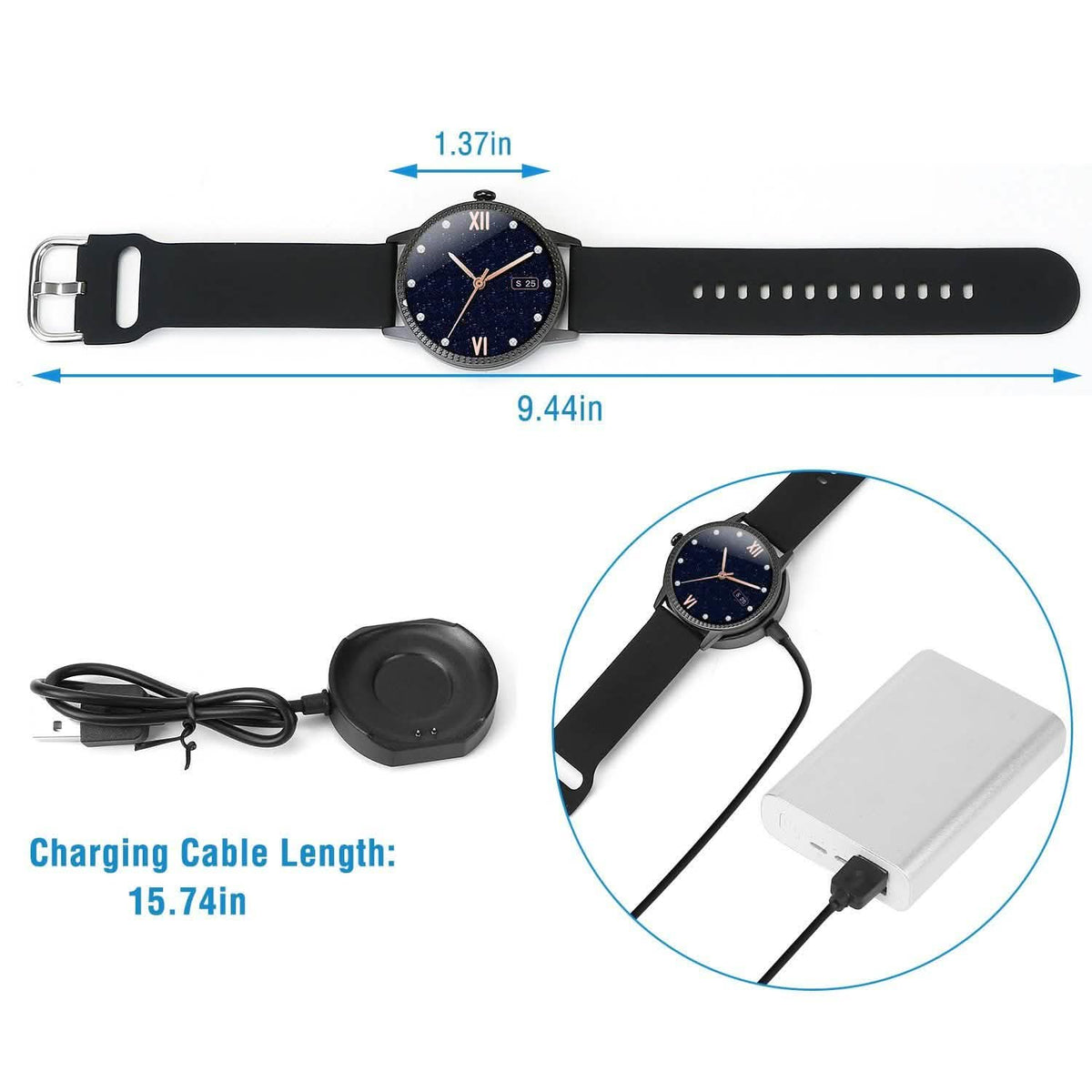 Smartwatch Fitness Tracker 1.08" Touch Screen Fitness & Exercise - Tophatter Daily Deals