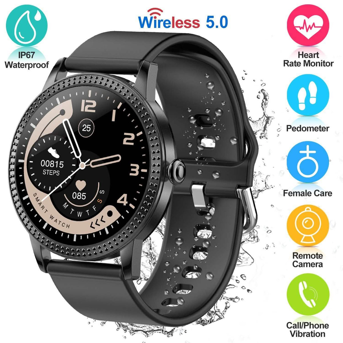 Smartwatch Fitness Tracker 1.08" Touch Screen Fitness & Exercise - Tophatter Daily Deals