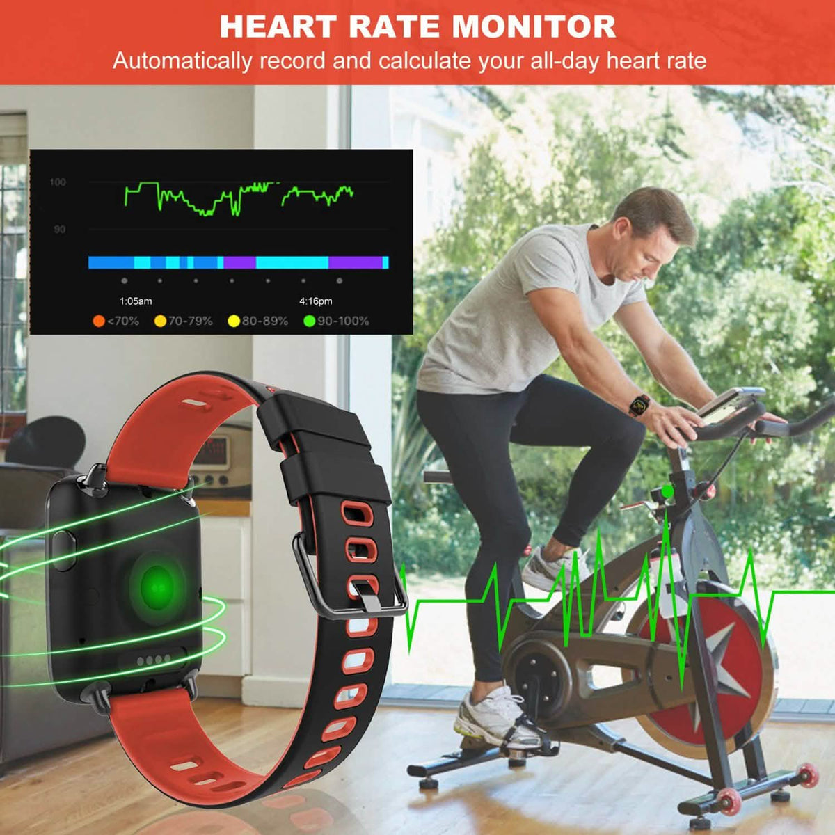 Smartwatch Fitness Tracker with Heart Rate Monitor Smart Watches - Tophatter Daily Deals