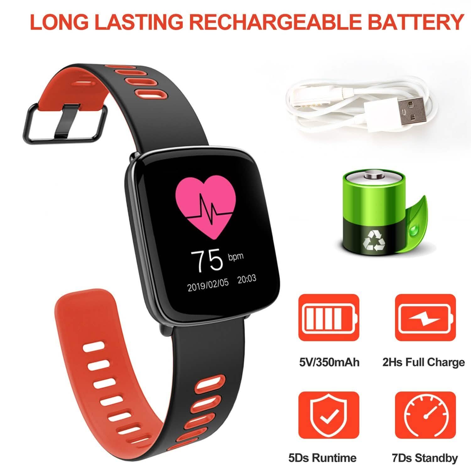 Smartwatch Fitness Tracker with Heart Rate Monitor Smart Watches - Tophatter Daily Deals