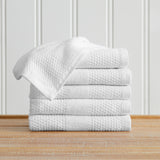 100% Cotton Woven Texture Bath Towel Set - Marbella Collection Hand Towel (Pack of 6) White Bath - Tophatter Daily Deals