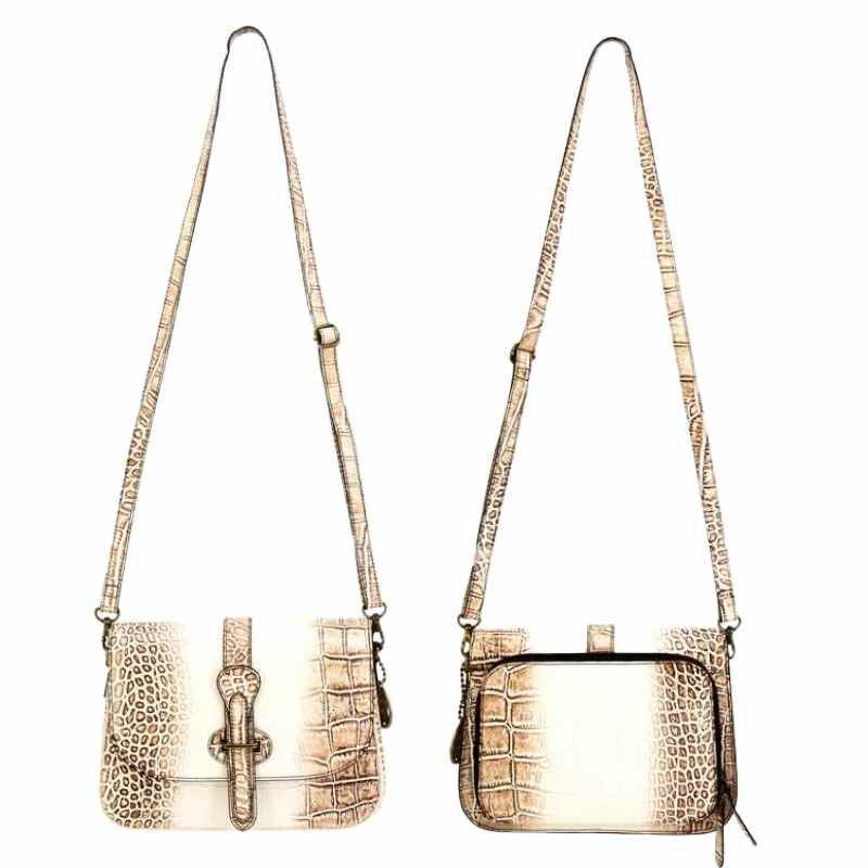 Smith & Wesson® Croc Crossbody Concealed Carry Handbag Beige White Handgun Purses - Tophatter Daily Deals